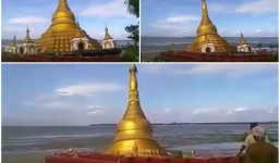 Video: Kinh hoàng lũ lớn nuốt chửng ngôi chùa bằng vàng ở Myanmar