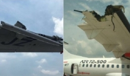 Máy bay chở khách đâm nhau gãy cánh trên đường băng