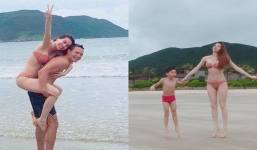 Lộ ảnh Hồ Ngọc Hà đưa Subeo đi chơi biển cùng Kim Lý