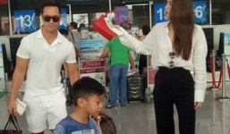 Kim Lý bị bắt gặp xách vali Hà Hồ và Subeo tại sân bay