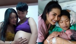 Cặp đôi đồng tính nữ tự mang bầu từng gây sốt mạng xã hội đã sinh con