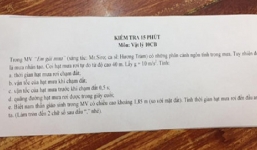 Đề kiểm tra Lý trường chuyên: Tính thời gian hạt mưa rơi trong MV 'Em gái mưa'