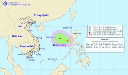 Áp thấp nhiệt đới giật cấp 8 trên Biển Đông, hướng vào Việt Nam