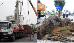 Xe đầu kéo mất lái, thùng container văng ra đường khiến nhiều người hoảng loạn