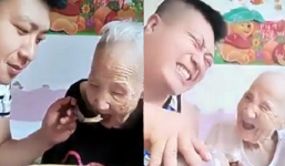 Cháu trai bày trò để trêu bà vui, xem xong ai cũng cay mắt