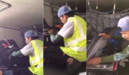 Không biết bị quay phim, nhân viên sân bay vô tư trộm hành lý