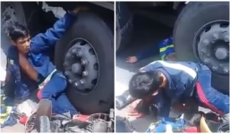 Hai vợ chồng bị container cán qua người, bất lực cầu cứu người đi đường