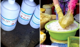 Bắt quả tang cơ sở dùng thuốc tẩy Javel làm trắng măng chua