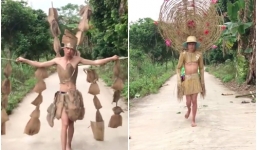 Màn biểu diễn thời trang 'cây nhà lá vườn' siêu 'lầy' trên đường làng
