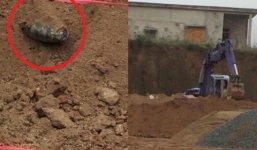 Đào móng xây trường, tá hỏa phát hiện bom dưới lòng đất