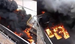 Lửa bao trùm nhà máy nhiệt điện Thái Bình 2, cột khói bốc cao hàng chục mét