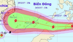 Bão Tembin áp sát Biển Đông, có nguy cơ đổ bộ vào khu vực Nam Bộ dịp Noel