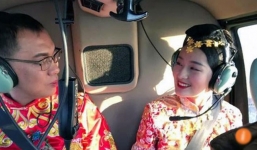 Chú rể 'chơi trội' thuê trực thăng đón dâu