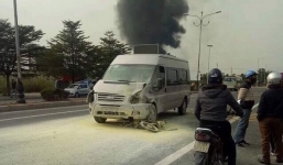 Ô tô húc chết người rồi bốc cháy nghi ngút