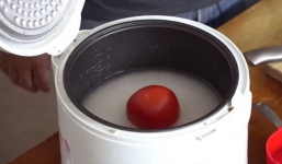 Chàng trai bảo mọi người cho cả quả cà chua vào nồi cơm điện như mình, ai làm theo cũng khen nức nở