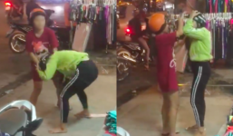 Bắt quả tang chồng chở bồ nhí đi ngoài đường, vợ bầu nhanh chóng lao đến túm tóc đánh ghen dằn mặt