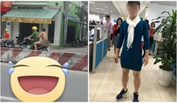 Giữ đúng lời hứa, nam thanh niên mặc váy, cạo đầu đi làm sau chiến thắng của U23 Việt Nam