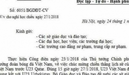 Giả mạo Công văn Bộ GD&ĐT cho học sinh nghỉ chiều 27/1 cổ vũ U23 VN