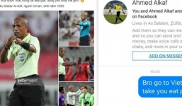 Dân mạng nhắn tin vào facebook được cho là trọng tài người Oman mời về Việt Nam ăn phở!