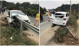 Cảnh tượng xe ô tô bị thanh chắn đường đâm trực diện khiến nhiều người rùng mình sợ hãi