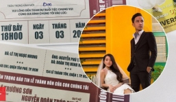 Thiệp cưới độc đáo của chàng đạo diễn 9X: Lấy cảm hứng từ vé xem phim, bìa là poster ‘Ra Tết cưới vợ’