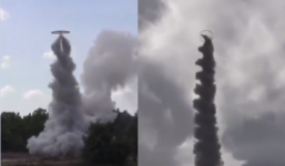 Cận cảnh đốt pháo bằng đĩa bay, ấn tượng chưa từng thấy