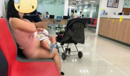 Sao Việt lên tiếng về bức ảnh mẹ vén váy hớ hênh cho con bú nơi công cộng