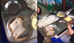 Đến thăm con buổi trưa, phụ huynh ngỡ ngàng khi nhìn suất ăn chỉ có 2 miếng chả và 1 miếng trứng