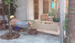 Dân mạng thích thú với ông chú nằm ngủ trên dây như Tiểu Long Nữ trong Thần điêu đại hiệp