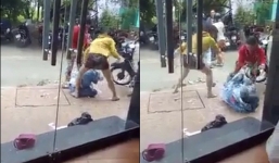 Phẫn nộ cô gái bị nhóm người đổ sơn vào người, đánh giữa đường nhưng không một ai vào can ngăn