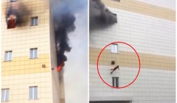 Khoảnh khắc kinh hoàng khi cậu bé 11 tuổi lao mình khỏi đám cháy từ độ cao 12m, cha mẹ không ai sống sót