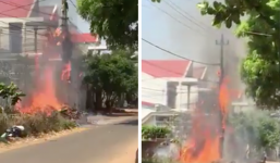 Đăk Lăk: Thanh niên đốt rác đốt luôn cột điện, cả làng xúm lại quay clip đăng lên mạng
