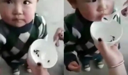 Hãi hùng cảnh mẹ cho con ăn nòng nọc sống để được khỏe mạnh