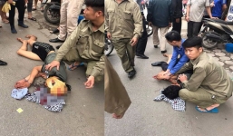 Nam thanh niên nghi 'phê' ma túy cầm búa tự đập vào đầu ở Hà Nội