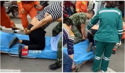 Chơi liều nhảy từ trên cầu xuống, thanh niên Trung Quốc bị nguyên cây tre đâm trúng mông