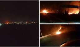 Ngoại ô thủ đô Syria bị không kích bằng tên lửa, cháy ngùn ngụt