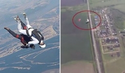 2 người nhảy dù đập đầu vào nhau trên không rồi rơi tự do xuống đất