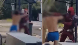 Xuất hiện clip 'Deadpool' đánh nhau với một người đàn ông say rượu trên đường phố Úc