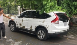 Hà Nội: Sáng sớm phát hiện xế hộp dính đầy phân trước cổng làng