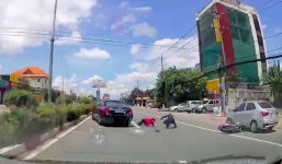 Video cú bẻ lái ngoạn mục của tài xế xe S400 cứu sống 2 người dân