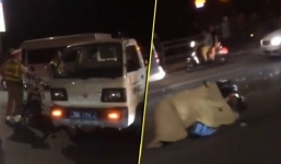 Thanh niên nằm rạp trên xe máy phóng như bay, tông vào xe tải tử vong