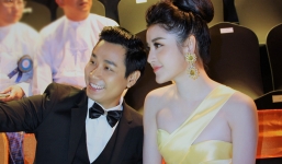 Á Hậu Huyền My e ấp tạo dáng bên Nguyên Khang tại sự kiện quốc tế ở Myanmar