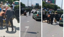 Va chạm với xe tải trên quốc lộ 5, một chiến sĩ CSGT bị thương nặng