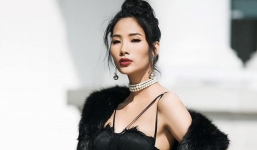 Hoàng Thùy xuất hiện với biểu cảm lạ lùng, không dám cười hở miệng