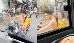 Bị tạt nước ướt hết người, thanh niên chở bạn gái cầm gạch nện vỡ kính ô tô