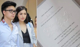 Cận cảnh thiệp cưới đơn giản của Á hậu Tú Anh và ông xã thiếu gia