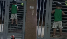 Nghe theo lời rủ rê của bạn, cậu bé 3 tuổi quyết leo cửa sắt đi chơi và cái kết tẽn tò