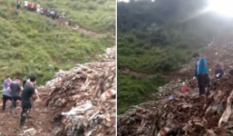 Tìm đồ chơi trong bãi rác, 2 đứa trẻ bị chôn sống