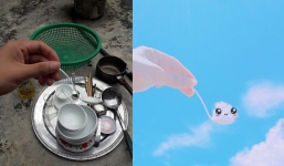 Bị mẹ bắt đi rửa bát, thanh niên cao hứng sáng tạo luôn một bộ ảnh siêu đáng yêu với mây trời