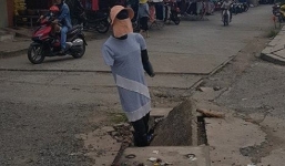 Góc sáng tạo: Con ma nơ canh đứng canh... nắp cống vỡ khiến bà con xóm phố ở Cần Thơ hoảng hốt mà tránh xa